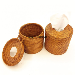 Caja de Pañuelos y Soporte de Mimbre de Primera Calidad con Diseño Cuadrado Clásico, Tejido a Mano con Estilo para Uso Diario, Tradebyd - Product Image 2