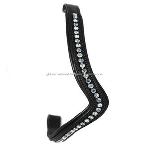 Banda acolchada para cejas en forma de V hecha a medida para caballo con cristales multicolores banda decorativa para cejas de caballo de cuero con canal vacío - Product Image 5