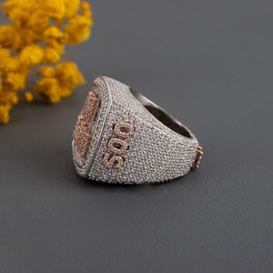 Hip Hop Custom Letter Round Cut VVS Moissanite Diamond Iced Out 925 Sterling Silver Luxury Bling <b>Statement</b> <b>Ring</b> For Unisex Wear - Product Image 6
