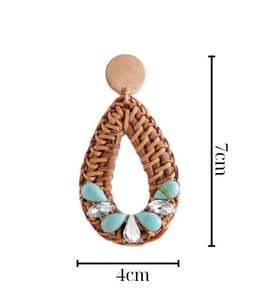 ต่างหูหวายโบฮีเมียนทำด้วยมือเป็นมิตรต่อสิ่งแวดล้อมเครื่องประดับน้ำหนักเบาสำหรับใช้ในชีวิตประจำวันเหมาะสำหรับลุคลำลองและมีสไตล์ - Product Image 2