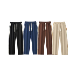 กางเกงขากว้างแบบลำลองสำหรับผู้ชายกางเกงเอวยางยืดมีเชือกผูกสีขาวมีเชือกผูกสำหรับฤดูใบไม้ร่วง - Product Image 3