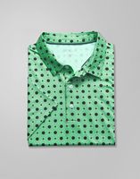 Kaos Golf Pria Cepat Kering UPF 50+ Rajutan Ramah Lingkungan dengan Trim Kontras dan Logo Depan, Bahan Stretch Bernapas dan Menyerap Keringat