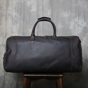 Genuine Leather Foldable Portable Weekender <b>Duffel</b> <b>Bag</b> with Zipper Closure Adjustable Strap Durable Design for Travel - Product Image 2