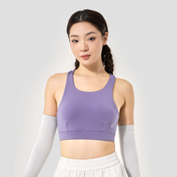 Soutien-gorge de sport pour femme, simple, respirant, à séchage rapide, en Spandex/Polyester, à double couche, bretelles, maintien moyen, décoration en maille, col rond