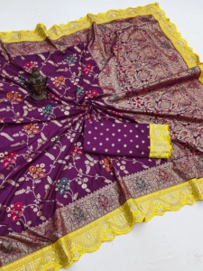 Exportateur indien Qualité Incroyable Porter Premium Collection Pure Soft Dola Silk Saree Blouse Heavy Multi Stitched Work At Cheap Rate - Product Image 5