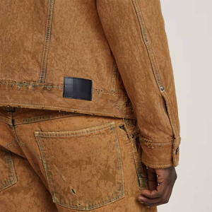 แจ็กเก็ตยีนส์ Trucker สไตล์วินเทจสีน้ำตาลเสื้อโค้ทผ้ายีนส์ย้อนยุคซักได้เสื้อโค้ทใส่ทำงานลำลองแนวสตรีทแจ็กเก็ตแฟชั่น - Product Image 3