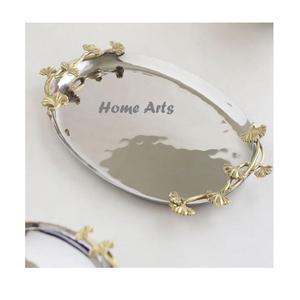 Silver Color Rectangular Shape Decorative <b>Tray</b> in <b>Stainless</b> <b>Steel</b> Food Serving <b>Tray</b> With Designer Handles - Product Image 5