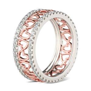 แหวนผู้หญิงเงินแท้รูปหัวใจสองสี Jeulia ชุบทอง 18K ประดับเพชรโมอิสซาไนต์ - Product Image 3