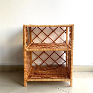 Table de chevet en osier faite à la main, style bohème, étagère de chevet - Product Image 3