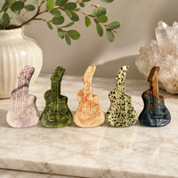 Decorative Crystal Violin Carving, Natural Stone Musical Instrument Sculpture for Musicians and Unique Gift Ideas