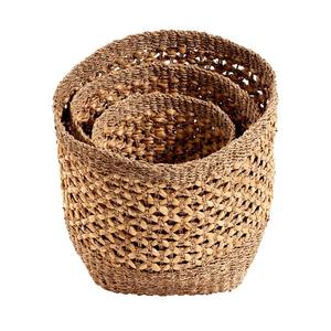 Ensemble de 3 paniers ronds en jonc de mer et en jacinthe d'eau naturels, panier de rangement fait à la main, vente en gros, écologique, fabriqué au Vietnam - Product Image 4