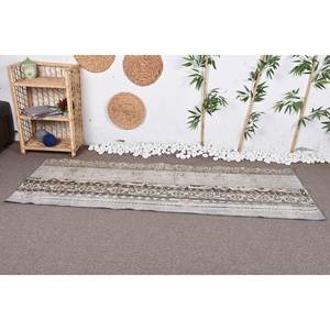 พรมขนสัตว์คลาสสิกวินเทจ7.3ft 2.7 x ดีไซน์แบบปะต่อสีน้ำตาลเบจพรมกำมะหยี่มีแผ่นยางรองสำหรับห้องโถง - Product Image 1