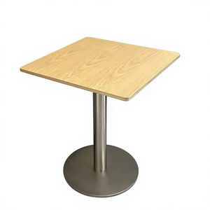 Table de café carrée moderne YUBANG avec piétement en acier inoxydable brossé, plateau en bois de 600 mm, table de bistrot pour <span class=keywords><strong>restaurant</strong></span> - Product Image 2