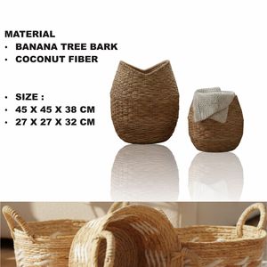 Ensemble de 2 paniers GENTONG CORONG en écorce de bananier et fibre de coco, artisanat - Product Image 2