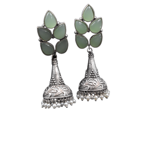 Top qualité laiton matériel nouveau Design élégant argent se ressemblent pierre goujon Jhumka boucle d'oreille bijoux pour filles et femmes - Product Image 5