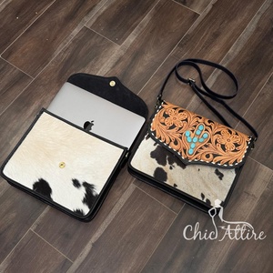 High Quality Customized Hand Tooled Leather <b>Laptop</b> Sleeves Fashion Crossbody Bag for Women Durable Portable Anti-Theft Work Bags - Product Image 1