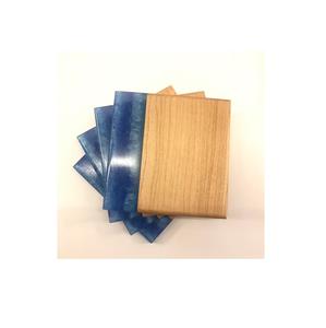 Posavasos de piedra de madera pura y resina epoxi para bebidas, posavasos de piedra epoxi cuadrados grabados personalizados, alfombrilla y almohadilla - Product Image 1