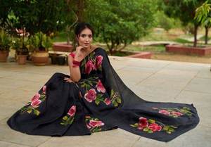 PURE BISHNUPURI TUSSAR TRAVAIL PEINT À LA MAIN DE QUALITÉ SPÉCIALE SAREE AVEC BLOUSE - Product Image 2