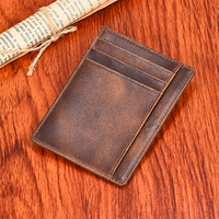 Dompet penyimpan kartu kulit asli kustom baru tempat kartu Wanita tempat kartu kulit asli