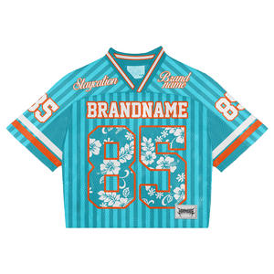 เสื้อเจอร์ซีย์ฟุตบอลสไตล์อเมริกันเรโทรทรงบ็อกซี่ ตัดเย็บแบบดรอปโชว์เดอร์ ลวดลายพิมพ์แบบรีดร้อน ระบายอากาศได้ดี ไซส์พลัส ล้างสีแบบแอซิดวอช - Product Image 1