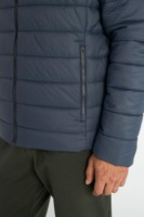Manteau zippé pour homme grande taille, coupe longue, design à bulles, avec garniture en fourrure de mouton, en mélange polyester/coton coupe-vent, doublure polaire, col montant