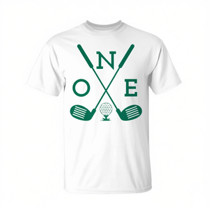 เสื้อยืดโปรโมชั่นวันเกิดกอล์ฟสำหรับเด็กชายและเด็กหญิง ดีไซน์ "ฮอลล์อินวัน" สำหรับวันเกิดครบรอบ 1 ปี - Product Image 2