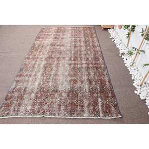 4,8x8,9 ft Rug, Vintage Turkish Rug, <b>Brown</b> Beige Moroccan <b>Wool</b> Rug - Product Image 1