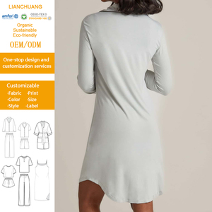 <span class=keywords><strong>Camicia</strong></span> <span class=keywords><strong>da</strong></span> <span class=keywords><strong>Notte</strong></span> in Jersey di Bambù per Donna, con Bottoni, Maniche Lunghe, Pigiama Sostenibile - Product Image 2