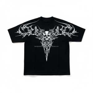 High Quality Eco-Friendly Heavyweight Boxy Oversized Streetwear T-<b>Shirt</b> Custom Screen Print Heavy Cotton Cropped Graphic Men - Product Image 2