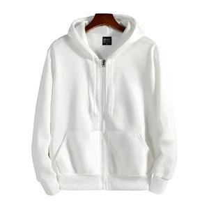 Unisex Autumn Vintage <b>White</b> Zip-Up Hoodie with Black <b>Jogger</b> Pants | Casual 100% Cotton Tracksuit Set - Product Image 4