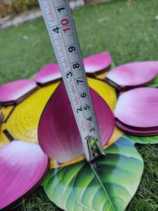 Loto de MDF pesado para decoración Base redonda con estampado de hojas verdes y pétalos rosas para Diwali Puja y montaje de decoración de entrada festiva DIY - Product Image 6