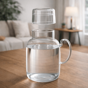 Ensemble de carafe en verre borosilicate avec tasse 1,5 L, résistant à la chaleur, design moderne avec poignée - Product Image 3