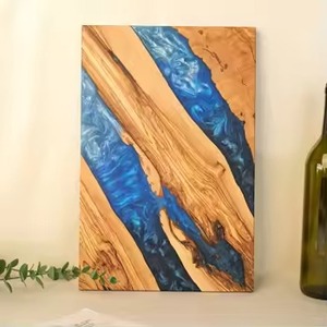 Planche à fromage en acacia en résine bleue de luxe avec poignée, parfaite pour servir dans les cuisines, les hôtels et les salles à manger - Product Image 5