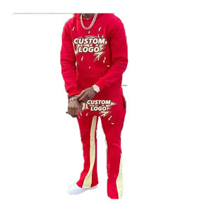 Ensemble de survêtement d'hiver pour homme : sweat à capuche personnalisé et pantalon de jogging empilé évasé en molleton 100% coton - Product Image 1