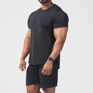Camiseta de palangre para hombre de calidad profesional, camisetas de palangre ajustadas para hombre, 180 gramos de algodón, dobladillo curvo más largo, ropa informal para gimnasio muscular - Product Image 4