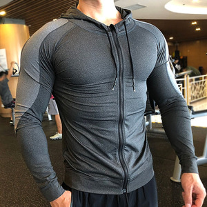 Más elegante hombres algodón Jersey músculos cremallera gimnasio desgaste sudaderas con capucha para la venta hombres elegante ajustado gimnasio ejercicio sudaderas con capucha - Product Image 2