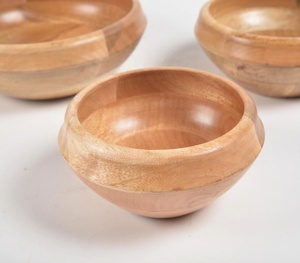 Juego de 3 cuencos desechables de madera de mango y coco de estilo vintage para servir, muestra gratis de vajilla de comida mayorista del fabricante - Product Image 2