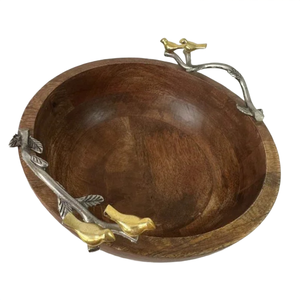 Bol de service de nourriture de forme ronde de bol de poignée d'oiseaux d'amour d'or de haute qualité avec la technique polie pour la vente d'affichage de restauration d'hôtel - Product Image 1