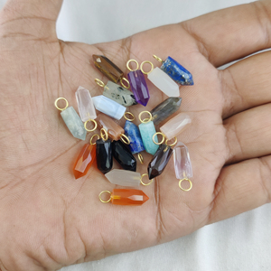 Pendentif à breloques en pierre naturelle de qualité supérieure, en argent et or 925, 6x14mm, pendentif en pierre à pointe crayon - Product Image 6