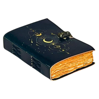 Grimoire Moon Phases Spell Book 7x5 Journal en cuir véritable pour femmes Journal de sorcellerie vintage avec 200 pages blanches