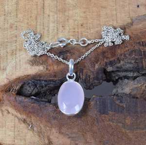 Collier pendentif en argent sterling avec quartz rose, pierre de naissance de janvier, fait main, élégant, cadeau unique pour enfants et femmes - Product Image 1
