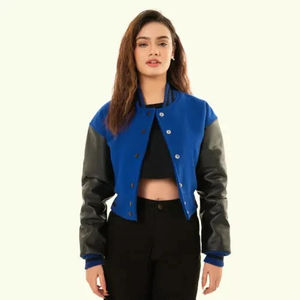 Veste universitaire d'hiver pour femmes personnalisée à la vente chaude avec col montant, design imprimé, coque en laine, service OEM - Product Image 2