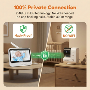 Moniteur bébé sans fil 2,4 GHz, caméra PTZ 720P, conversation bidirectionnelle, écran de vision nocturne VOX avec deux caméras - Product Image 6
