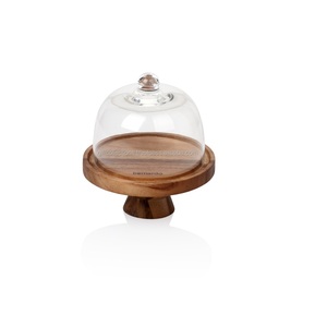 Support à gâteau moderne en bois et verre, écologique, avec un design de haute qualité pour la maison et l'hôtellerie - Disponible en une, deux ou trois étages - Product Image 1