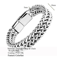 Bracelet Homme Hip Hop en Acier Inoxydable Entièrement Tressé, Maillons Cubains Audacieux Double Face, Multi-brins, Résistant au Ternissement