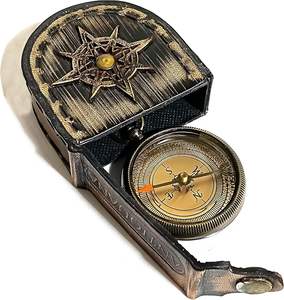 Boussole classique en cuivre dans un étui en bois et en cuir avec un design rectangulaire, cadeau de graduation pour lui, cadeau d'anniversaire pour le collège, le lycée - Product Image 4