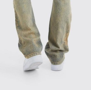 New Antique Wash Slim <b>Flare</b> Rigid PU Biker Rip and Repair Denim <b>Jeans</b> for <b>Men</b> Stylish Stacked Black Distressed Denim <b>Jeans</b> - Product Image 6