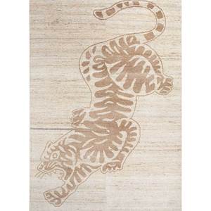 <b>Boho</b> Style Thyme Beige Brown Hand Knotted Wool <b>Rug</b> AKWL-1326 Abstract Animal Print for Home Use for Living Hallway Rectangle - Product Image 1