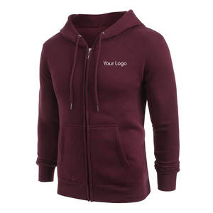 Fourniture directe d'usine hommes hiver fermeture éclair sweats à capuche 100% coton Logo personnalisé respirant poche conception couleur unie - Product Image 2