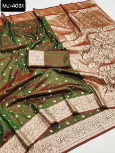 Belles saris en soie de verre avec les derniers modèles imprimés avec différentes options de couleur pour porter un sari et un chemisier - Product Image 5